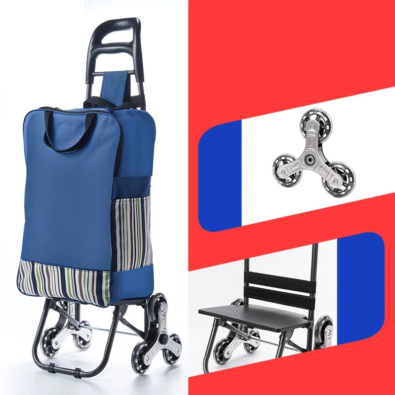 Light Grocery Shopping Trolley Household Climbing Stairs Folding Trailer Outdoor Travel Hand Pull Shopping Cart Aimak Store