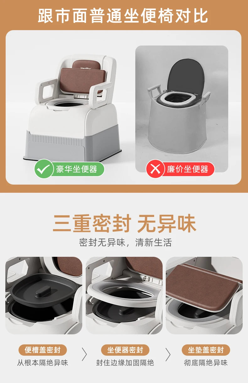 Ergonomic Elderly Toilet, Detachable Armrest, Heightened Portable Seat, Soft Backrest Comfort Chair for Pregnant Women