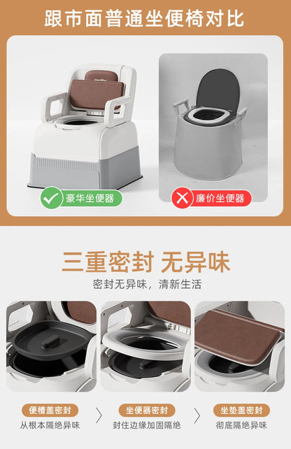 Ergonomic Elderly Toilet, Detachable Armrest, Heightened Portable Seat, Soft Backrest Comfort Chair for Pregnant Women