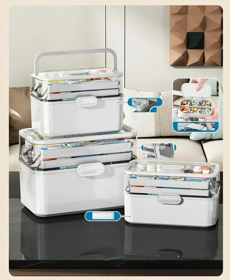 Household Medicine Box Large-capacity Medicine Multi-layer Sorting Storage Box Portable Storage Box for Groceries Aimak Store
