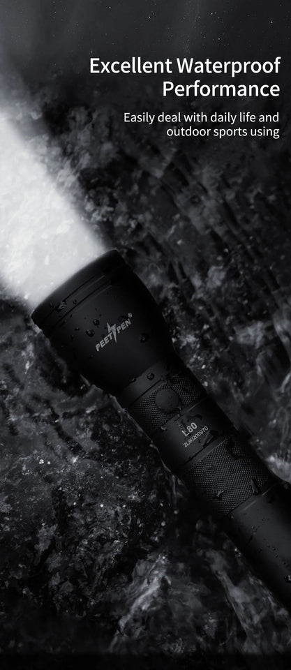 PEETPEN 1km Long Range Hand Torch Light Strong Aluminums USB Charging 18650 Rechargeable Powerful Hand Flashlight Aimak Store