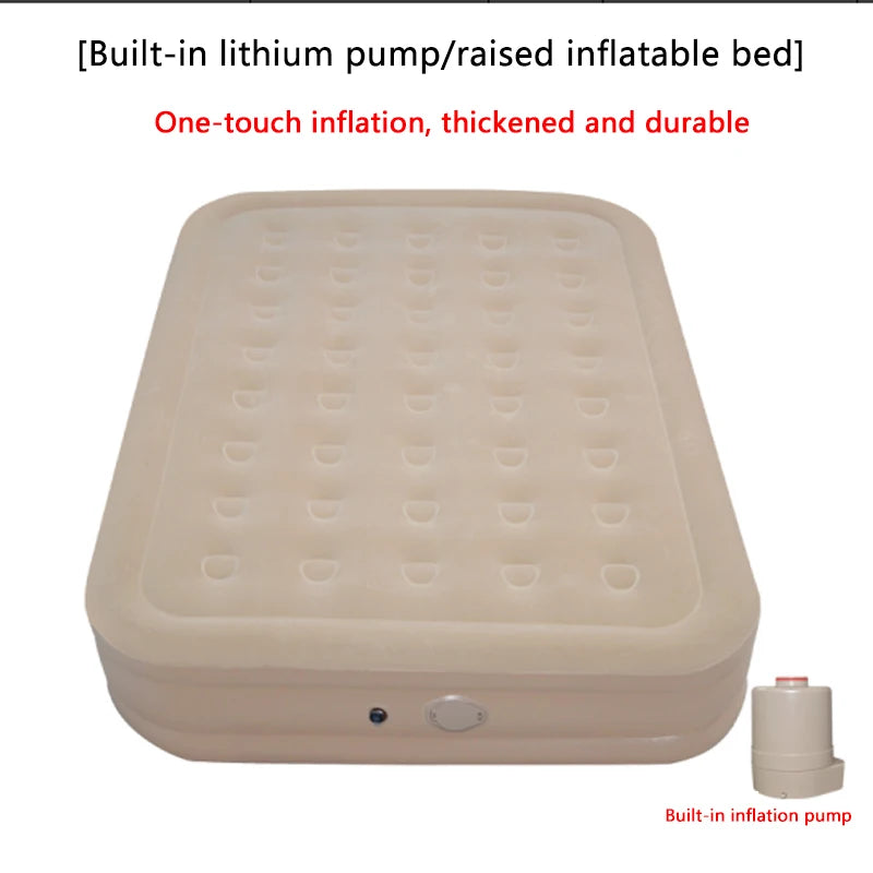 Portable PVC Flocking Air Mattress With Built-in Pump Detachable Battery for Camping - Lightweight Comfort Outdoor Travel Bed Aimak Store