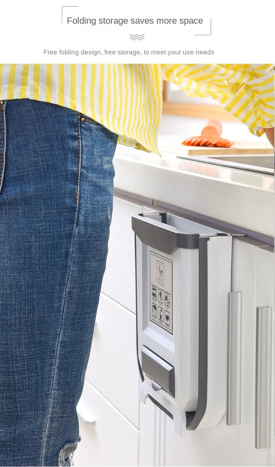 Wall Mounted Hanging Cabinet Rubbish Waste Bin Container Folding Kitchen Trash Can Garbage Storage Box Bags Aimak Store
