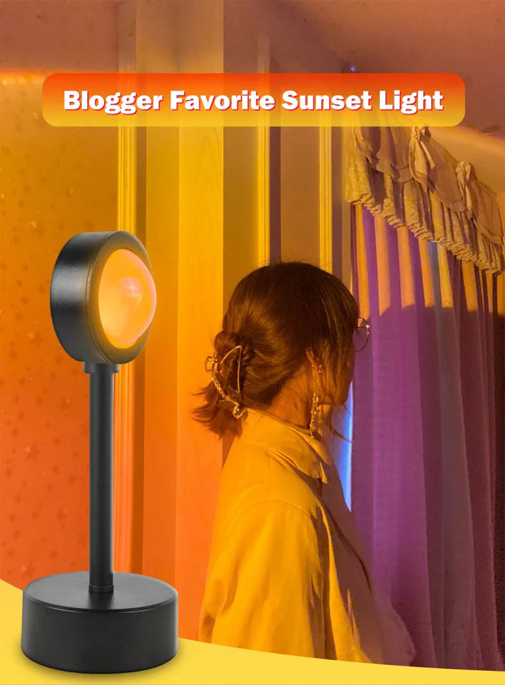 USB Sunset Light LED Rainbow Neon Night Lamp Sunset Projector Self Photography Light Wall Atmosphere Lighting For Bedroom Decor Aimak Store
