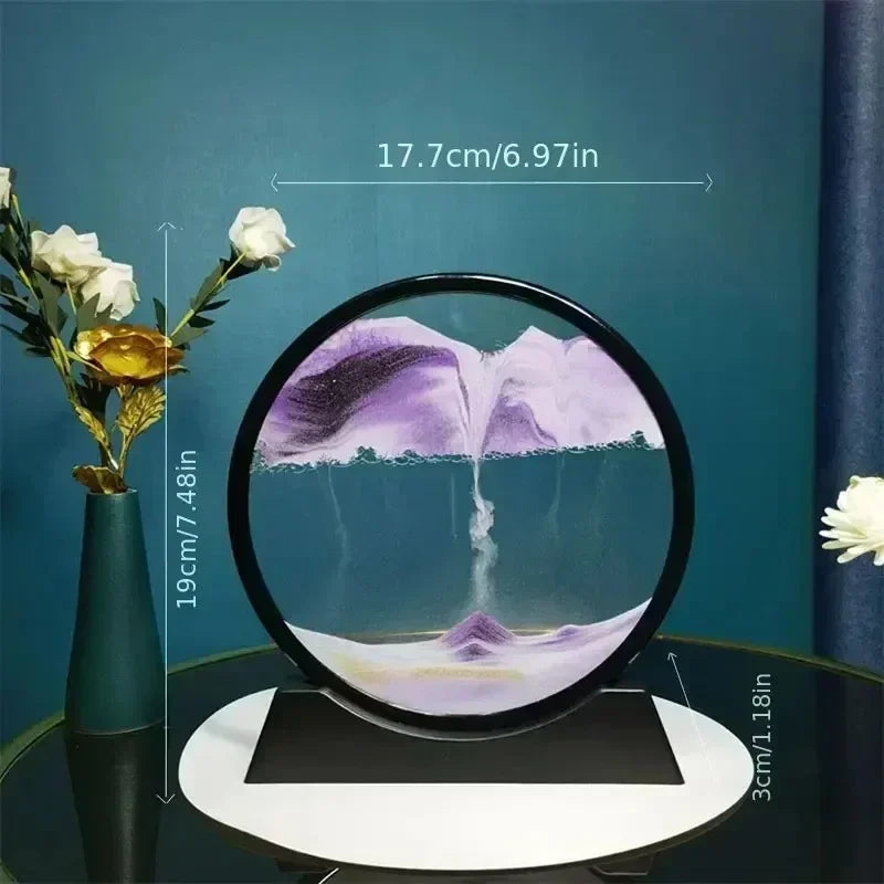 3D Moving Sand Art Round Glass Deep Sea Sandscape Hourglass Quicksand Craft Flowing Sand Painting Office Home Decor Gift Aimak Store