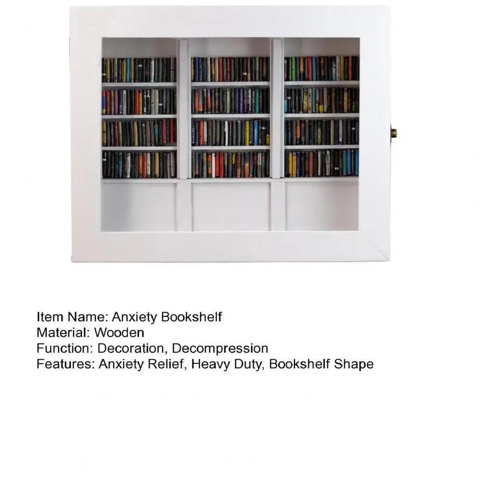 25.4*21.8cm Shake Away Anxiety Bookshelf Figurine Wooden Miniature Pocket Bookcase Bookshelf Insert Ornament Book Lovers Gift Aimak Store