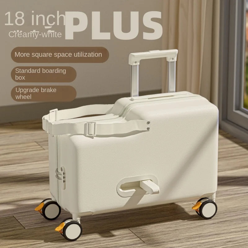 Travel suitcases can sit and ride children's luggage new lazy walking children trolley case boys girls wooden horse suitcase Aimak Store