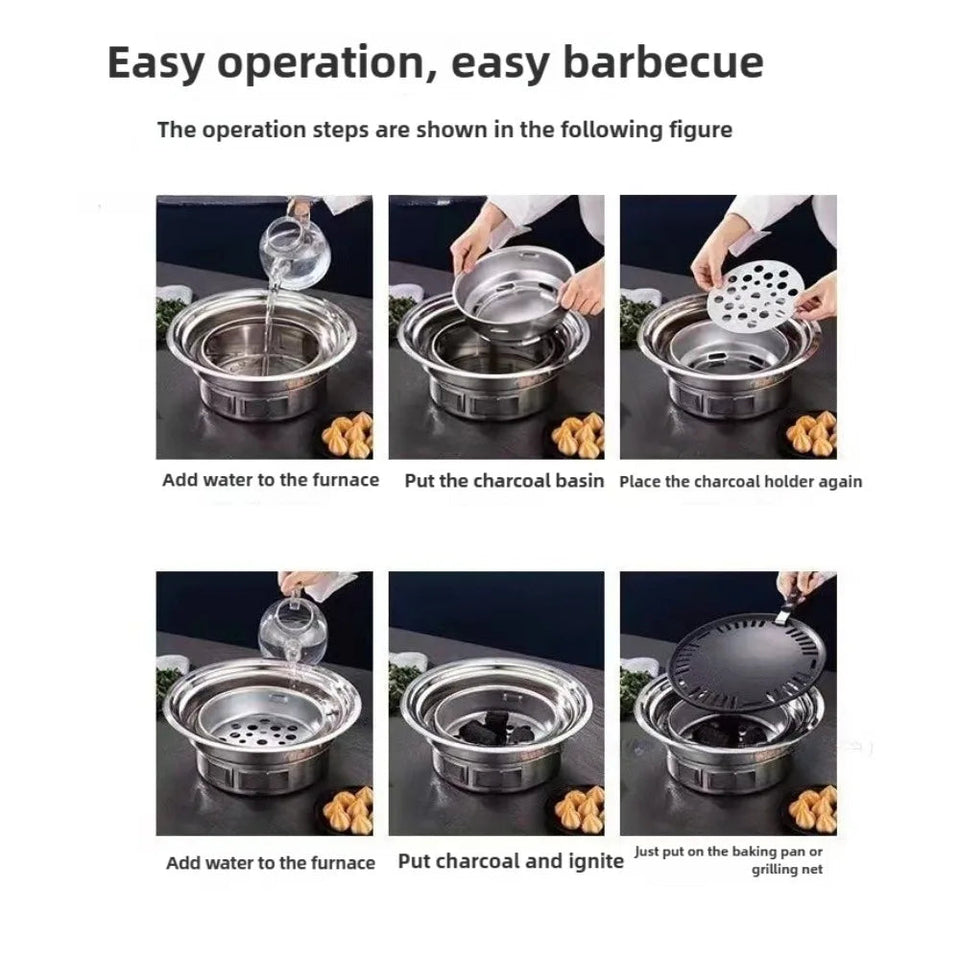 Multifunctional Charcoal Barbecue Grill, Household Korean BBQ Grill, Portable Camping Grill Stove, Tabletop Smoker Grill Aimak Store
