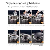Multifunctional Charcoal Barbecue Grill, Household Korean BBQ Grill, Portable Camping Grill Stove, Tabletop Smoker Grill Aimak Store