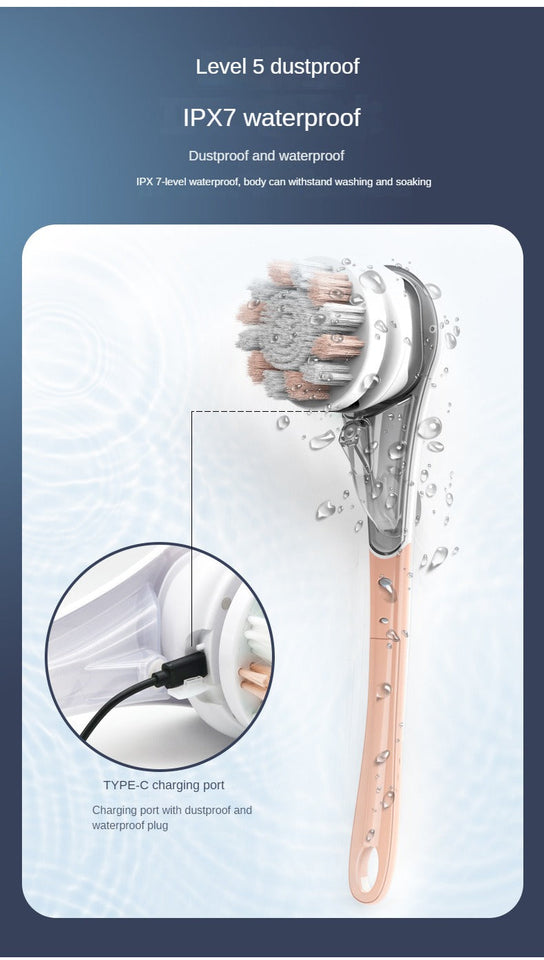 Electric Bath Brushes Shower Cleaning Body Massage Brush Multifunctional Brush Spa Waterproof IPX7 Long Handle Back Brushes Aimak Store