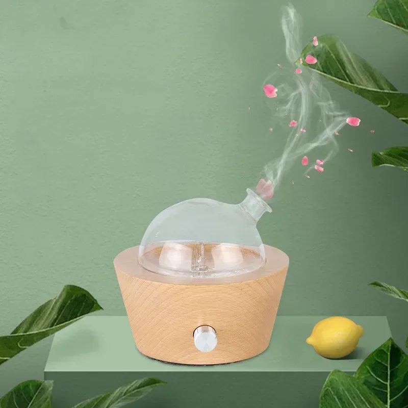 20ML Wooden Glass Aromatherapy Pure Essential Oils Diffuser Waterless Aroma Diffuser Air Nebulizer Household Humidifier For Home Aimak Store