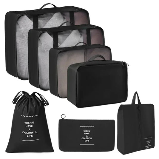Travel Organizer Storage Bags Suitcase Packing Cubes Set Cases Portable Luggage Clothes Shoe Tidy Pouch Folding Travel Suit