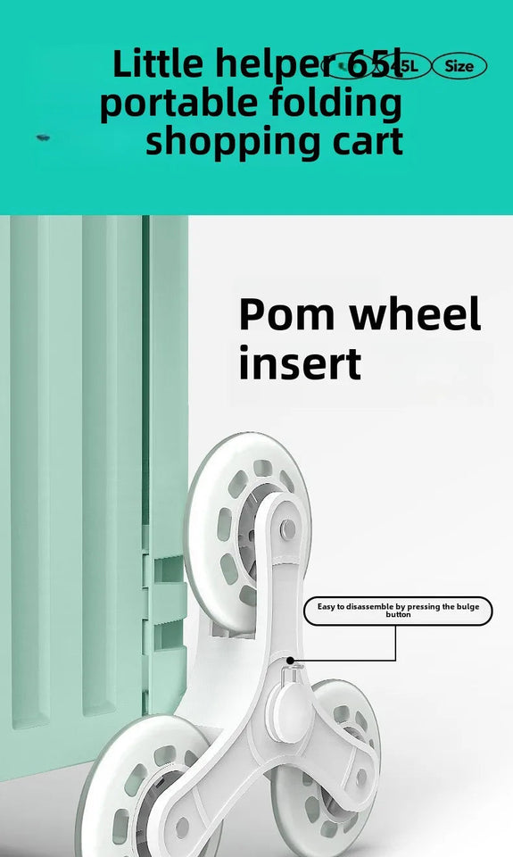 Folding Supermarket Shopping Hand Cart Trolley Convenient Stair Climber Foldable Cart with Wheels for Groceries Outdoor Camping Aimak Store