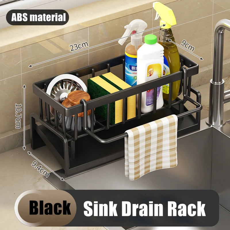 Kitchen Sink Drain Rack Organizer ABS Plastic Self-draining Sink Shelf Soap Sponge Holder Dishcloth Towel Rack filter basket Aimak Store