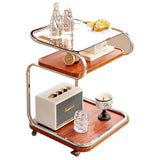 Medieval Style Sofa Side Table Bedside Cabinet Living Room Mobile Coffee Table with Wheels Small Cart Multi-layer Bed Head Shelf Aimak Store