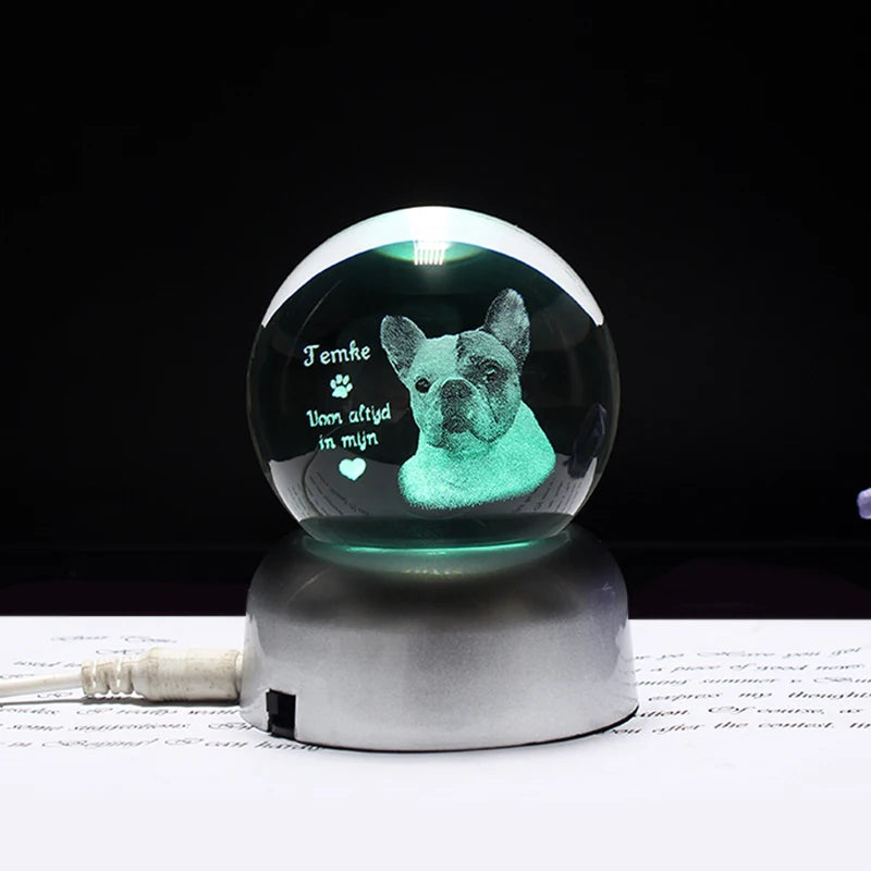 Photo Text Personalized Crystal Ball 2D Laser Engraving Pets Baby Family Picture Customized Glass Sphere Souvenir Birthday Gifts Aimak Store