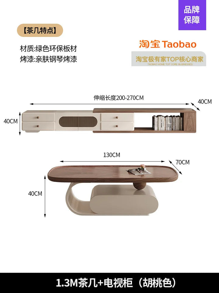 Medieval walnut coffee table living room home modern simple small apartment oval black and white designer coffee table Aimak Store