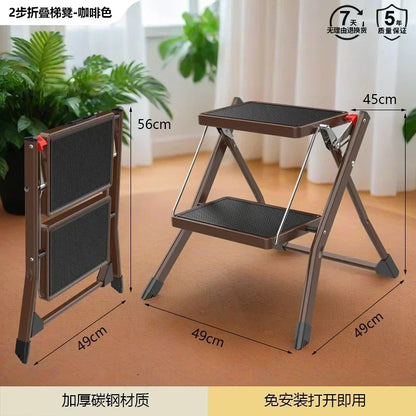 Small Household Folding Ladder Multifunctional Herringbone Ladder Compact Step Stool for Indoor Use Rack Ladder Design