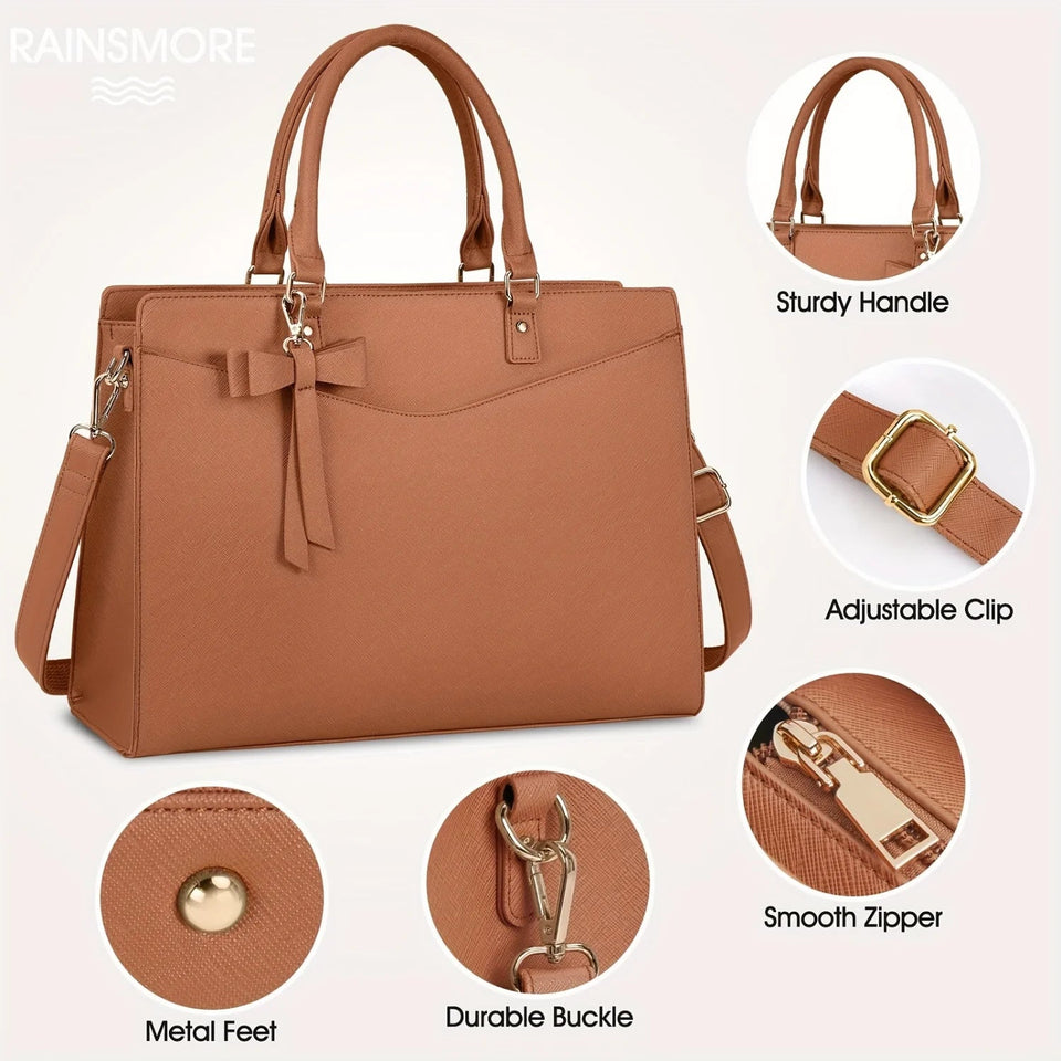 Laptop Bag for Women 15.6 Inch Leather Tote Bag Business Office Work Bag Waterproof Briefcase Computer Tote Large Lightweight Ha Aimak Store