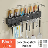 Stainless Steel Frame Wall Mounted Knife Holder Kitchen Nail Free Storage Rack Knife With Hook Kitchen Cabinet Storage Rack Aimak Store