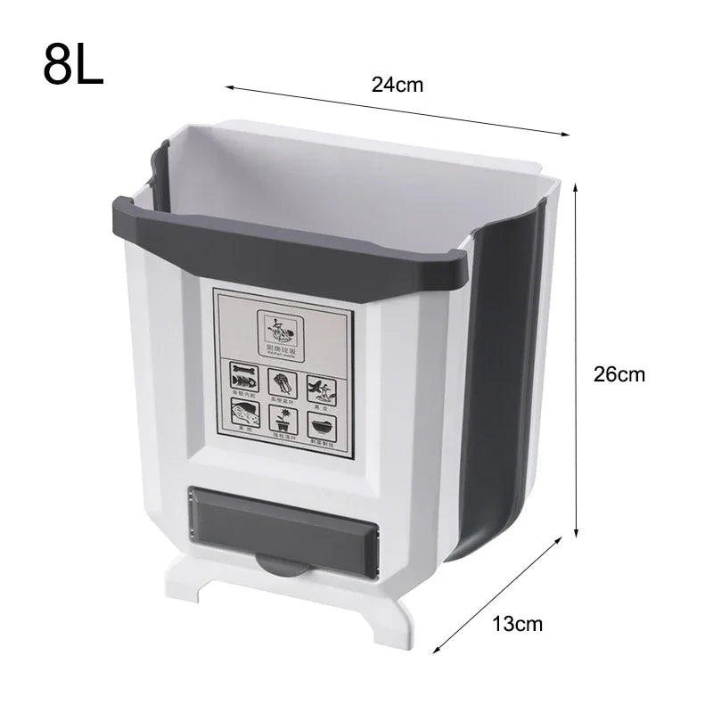 Wall Mounted Hanging Cabinet Rubbish Waste Bin Container Folding Kitchen Trash Can Garbage Storage Box Bags Aimak Store