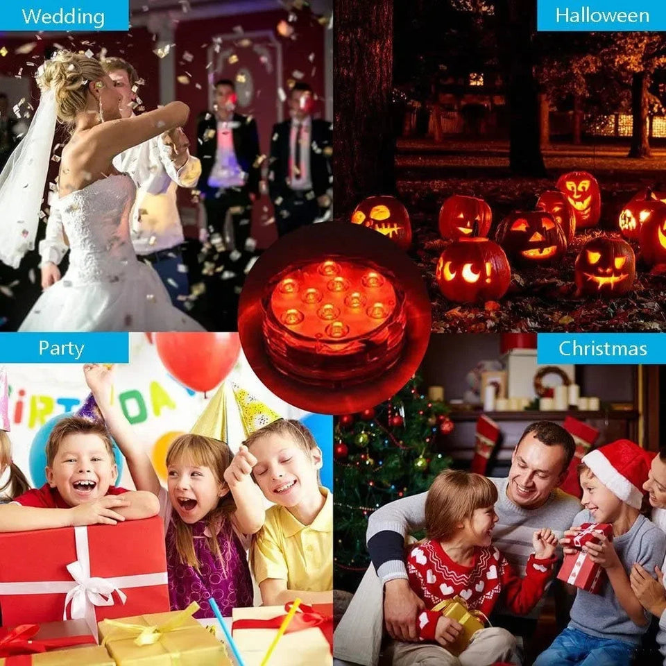 10 LEDs Submersible Light with Remote Control Underwater Night Lamp for Pool Vase Bowl Wedding Party Decoration Underwater Light Aimak Store