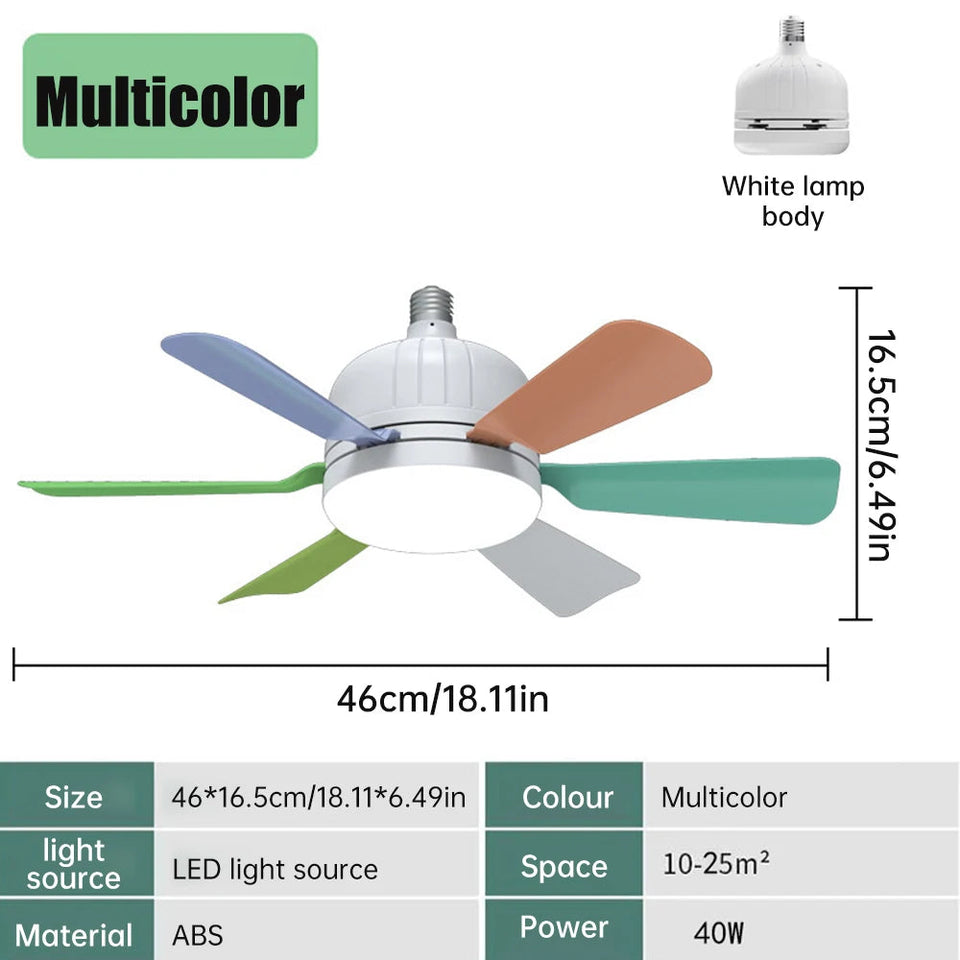 40W Socket Fan Light bombilla con ventilador de techo Smart Remote Control Ceiling Led Bulb E27 Lamp For Bedroom Living Room Aimak Store