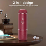 Portable Coffee Maker Electric Espresso Machine Compatible with Capsule & Ground Coffee Capsules Coffee Maker 2 In 1 for Hiking Aimak Store