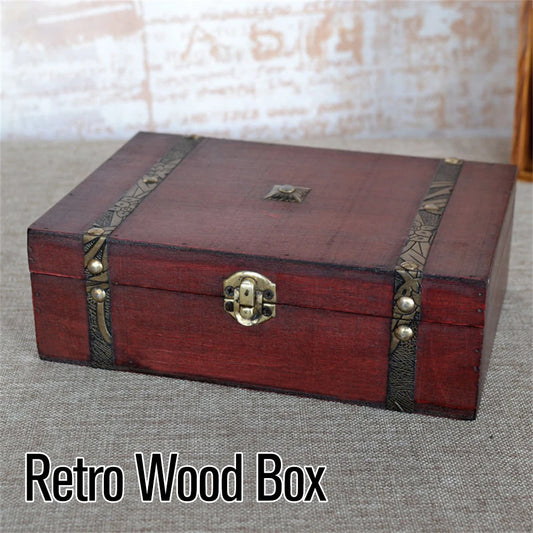 Wooden Vintage Treasure Chest Coin Jewellery  Storage Box With Lock Pirate Gift Boxes Organizer Container Decorative Gift