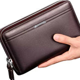 Men's wallet long money foreskin leather handbag large business handbag mobile phone card holder men's gift father son husband b Aimak Store