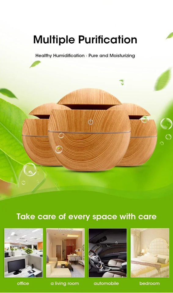 Mini Imitation Wood Sonic Humidifier USB Aromatherapy Essential Oil Diffuser Home Air Humidifier Desktop Woodgrain Humidifier Aimak Store