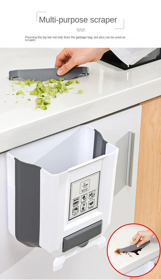 Wall Mounted Hanging Cabinet Rubbish Waste Bin Container Folding Kitchen Trash Can Garbage Storage Box Bags Aimak Store