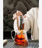 Heat Resistant Glass Teapot with Stainless Steel Tea Strainer Infuser Flower Kettle Kung Fu Teaware Set Puer Oolong Pot Aimak Store