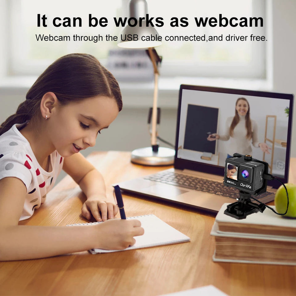 Ourlife MTR60 Pro 5K Action Camera 2 inch IPS Touch Screen 170° 30M Waterproof WiFi 5X Zoom Action Helmet Sports Camera With EIS Aimak Store