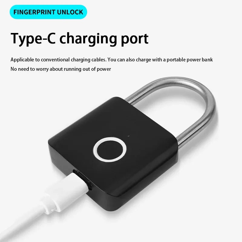 Xiaomi Smart Fingerprint Padlock IP54 Waterproof and Rust-proof Padlock Smart Electronic Anti-theft Password Lock Cabinet Drawer Aimak Store