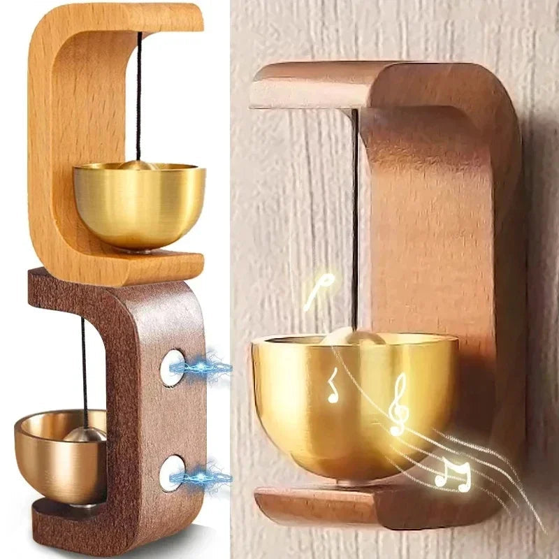Brass Wind Chimes Wireless Doorbell Solid Wooden Doorbell Magnetic  Wireless Jingle Bell Entrance Door Bell Pendant Home Decor Aimak Store