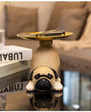 Creative Pug Statue Storage Tray Cute Dog Key Candy Snack Storage Plate Animal Sculpture Ornaments Office Tabletop Decor муравьи Aimak Store
