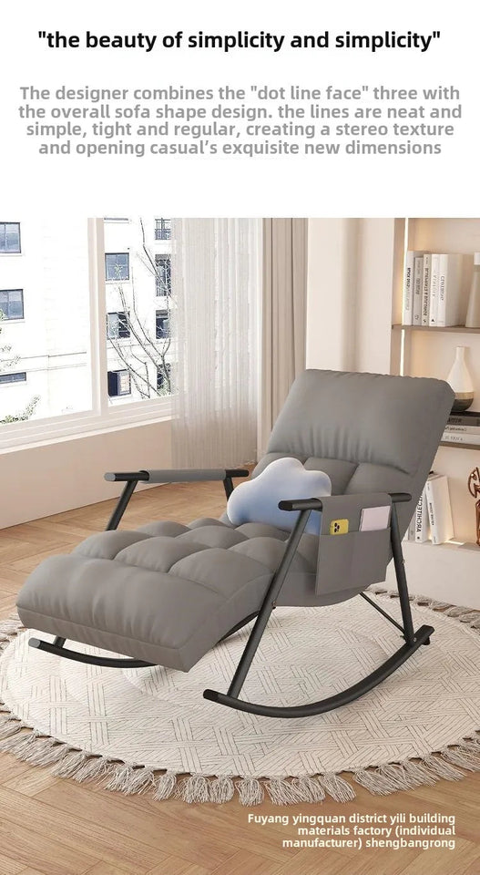 Modern Folding Rocking Chair for Adults Luxury Lite Recliner with Adjustable Backrest Balcony Lounges, Living Rooms Relaxation Aimak Store