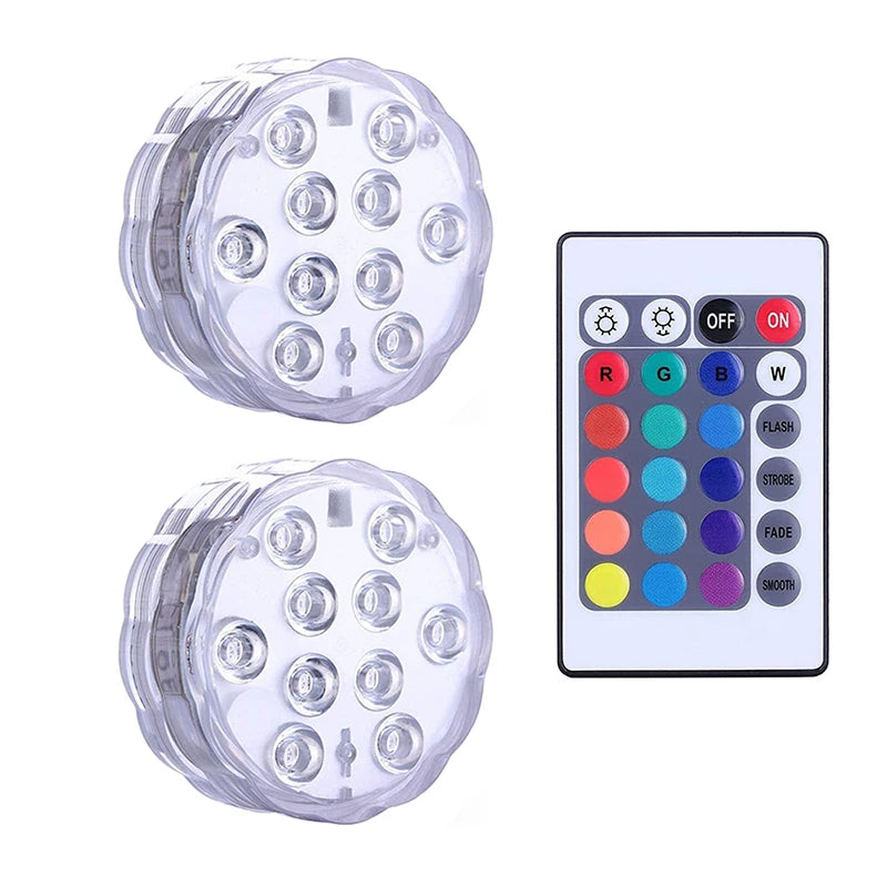 10 LEDs Submersible Light with Remote Control Underwater Night Lamp for Pool Vase Bowl Wedding Party Decoration Underwater Light Aimak Store