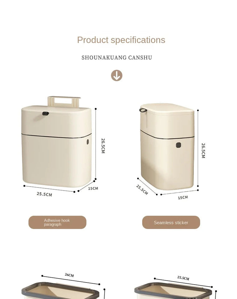 Household plastic flip-top wall-mounted trash can kitchen bathroom bathroom gap wall-mounted storage simple trash can Aimak Store