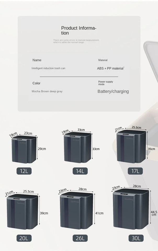 12-14-17-20L Smart Trash Can Automatic Sensor Garbage Can For Bathroom Kitchen Garbage Cube Living Room Recycle Bins Home Access Aimak Store