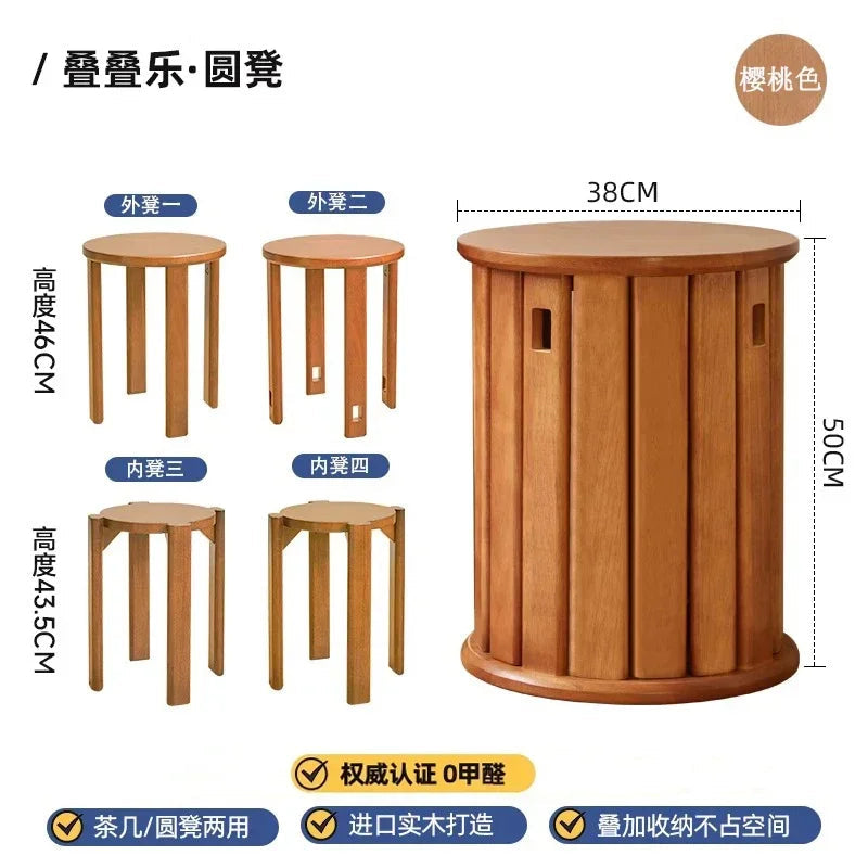 Solid Wood Dining Chair Stackable Home Eating Middle and Ancient Jenga  Modern Furniture Comedor 4 Sillas  Modern Dining Table Aimak Store