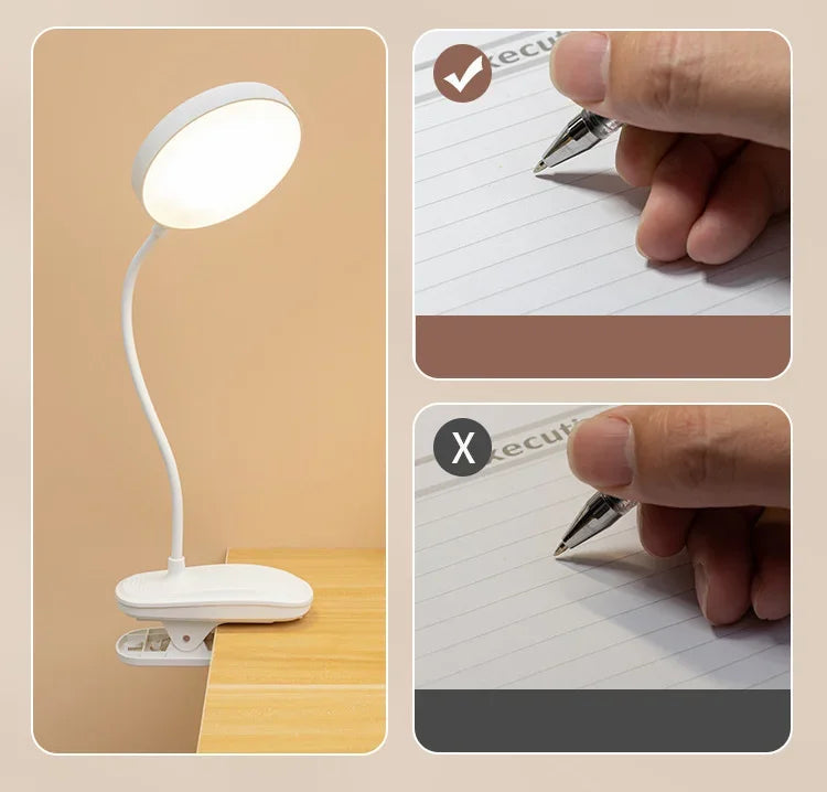 Led Table Lamp USB Rechargeable Night Light With Folding Clamp Study Stand Read Lamp Touch 3 Modes Dimming Eye Protection Light Aimak Store