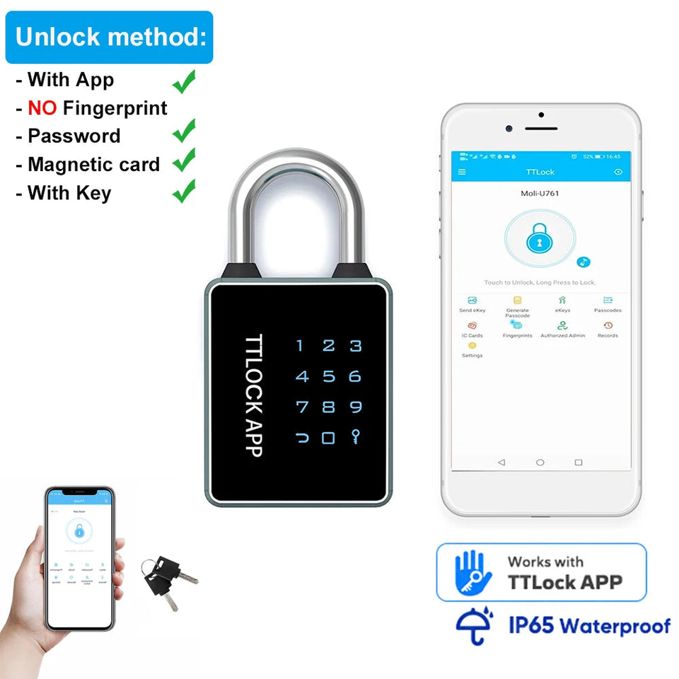 Smart Fingerprint Padlock Keyless Security Password Locker Anti-Theft TTLOCK/Tuya APP Controls Biometric Thumbprint Door Lock Aimak Store