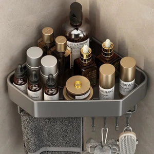 Bathroom Shelf Corner Space Aluminum Bathroom Triangle Basket Shower Room Storage Rack Wall Mounted Black/Matte/Grey Aimak Store