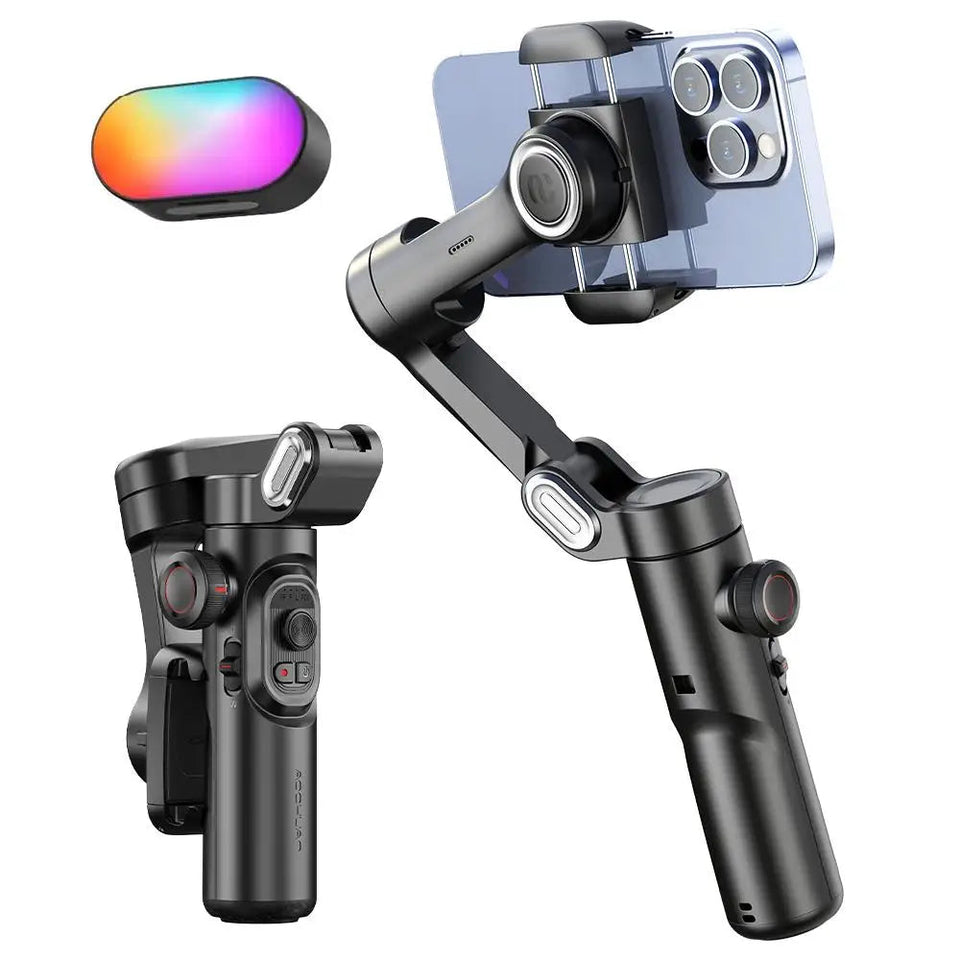 AOCHUAN 3-Axis Handheld Gimbal Stabilizer for Smartphone with Fill Light for iPhone Android Face Tracking Tiktok Vlog Smart XE Aimak Store