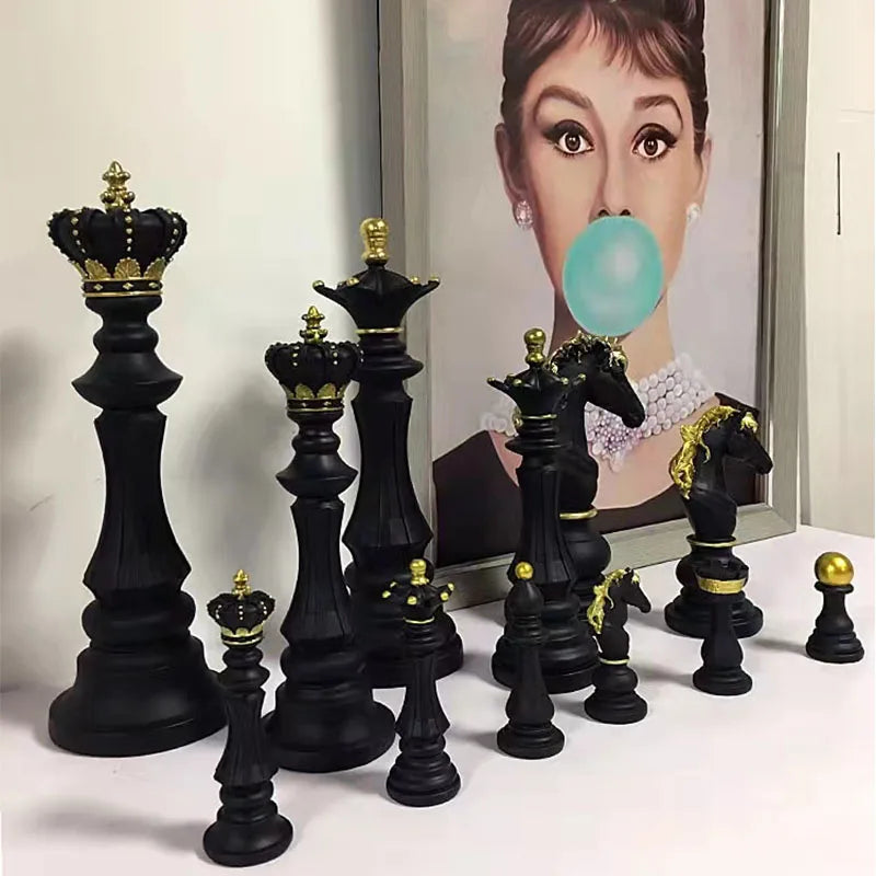 Chess Pieces Statue Resin King Queen Figure For Interior Home Living Room Office Sculpture Study Decoration Piece Ornament Aimak Store