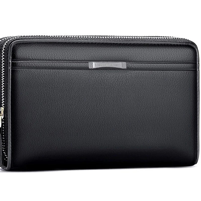 Men's wallet long money foreskin leather handbag large business handbag mobile phone card holder men's gift father son husband b Aimak Store