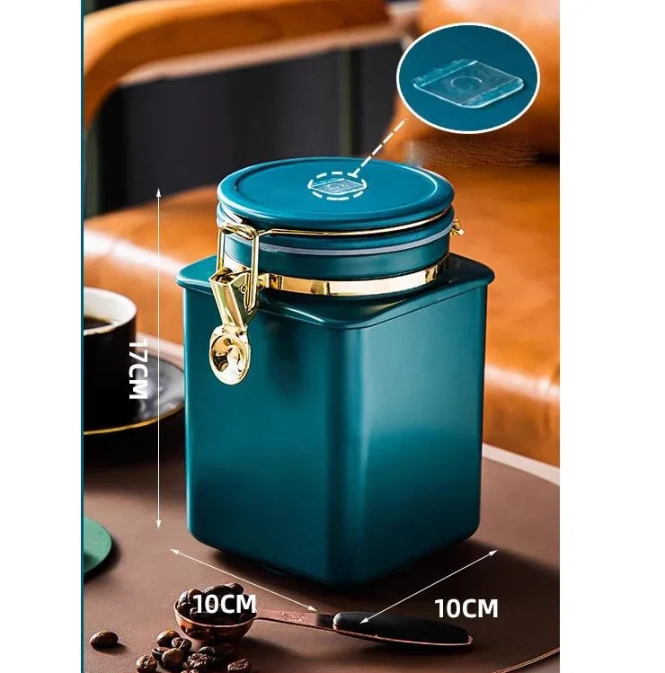 1.1L Storage Bottle Coffee Powder Sugar Container Airtight Can Holder Canister with Valve Household Food Storage Container Aimak Store