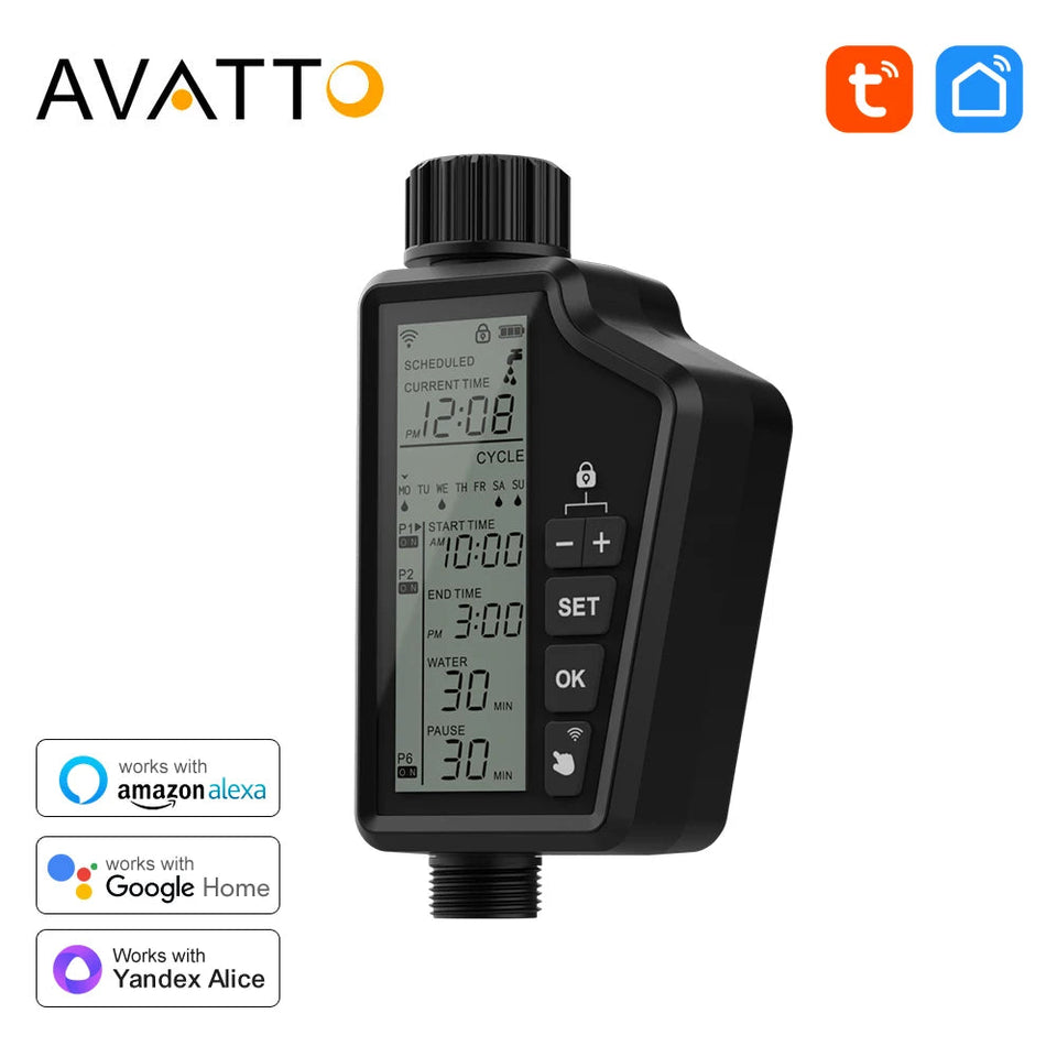 AVATTO Tuya WiFi Smart Display & Button Water Sprinkler Timer，Irrigation System Outdoor Home Garden Lawn Greenhouse Supplies Aimak Store